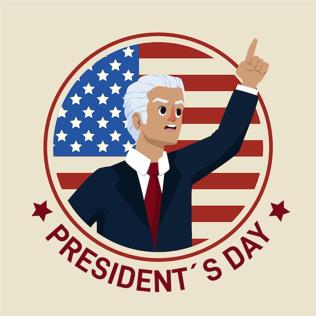 Free Vector illustrated president's day promo with man