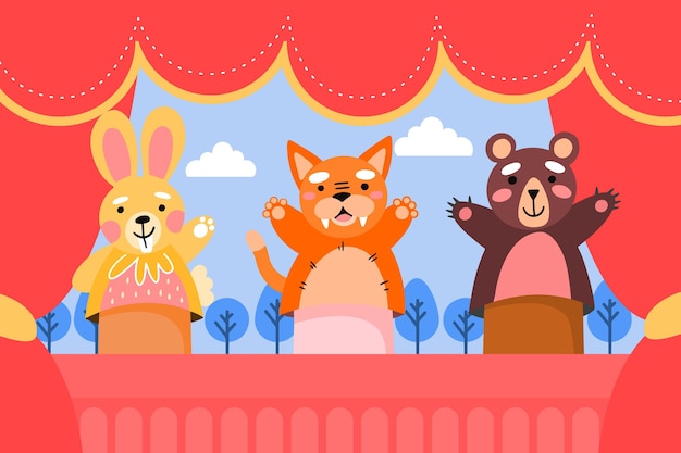 Free Vector illustrated puppet show for children background