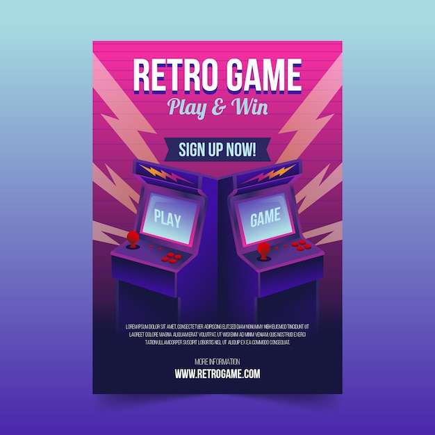 Illustrated retro gaming poster template