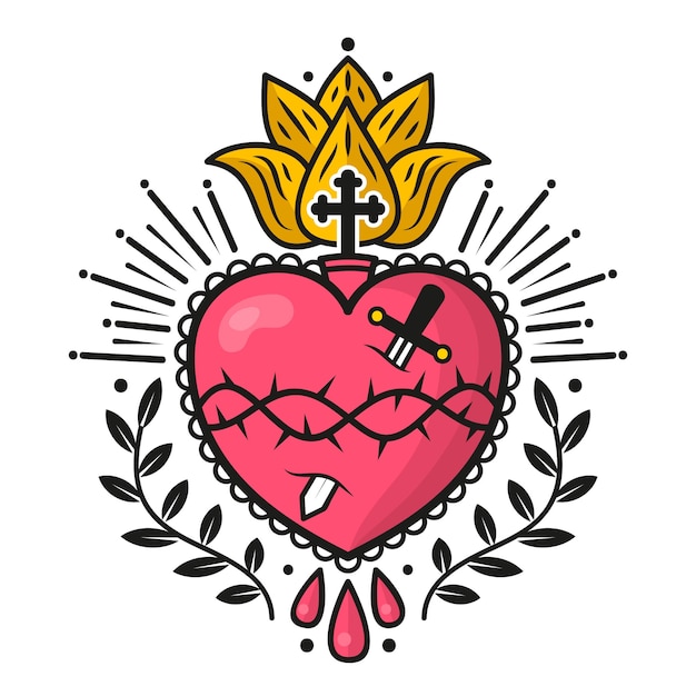 Illustrated sacred heart design