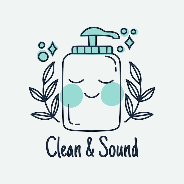 Illustrated smiley bottle of soap logo