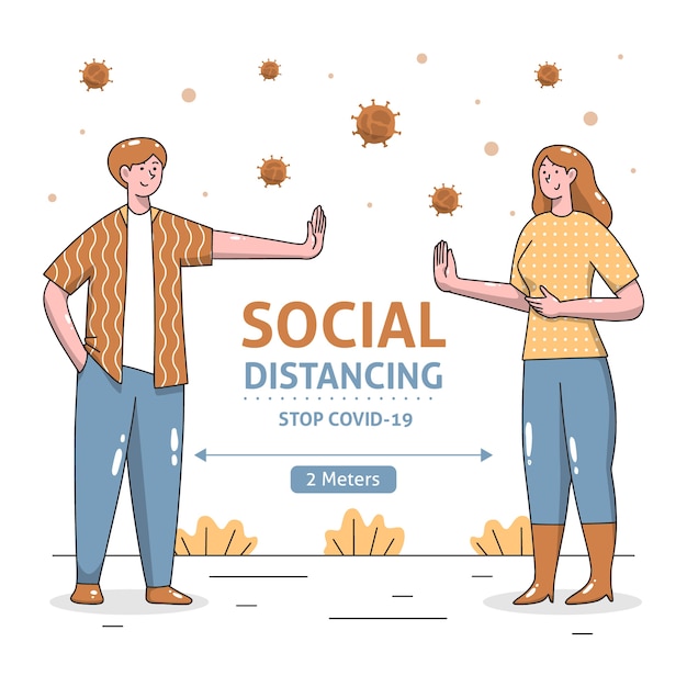 Free vector illustrated social distancing concept