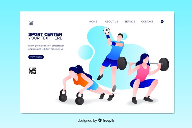 Illustrated sport landing page template