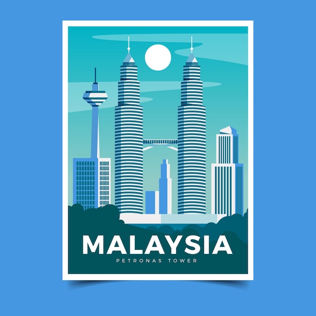 Free vector illustrated travel poster template