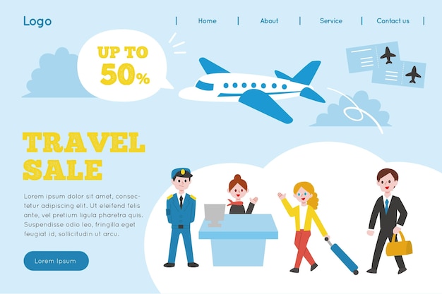 Illustrated travel sale landing page