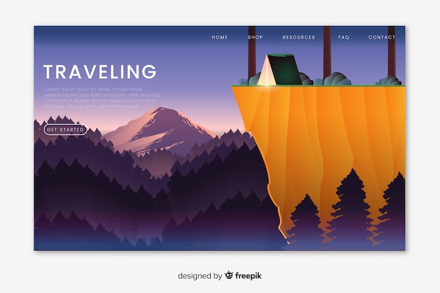 Illustrated traveling landing page