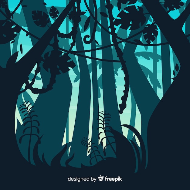 Free vector illustrated tropical forest landscape