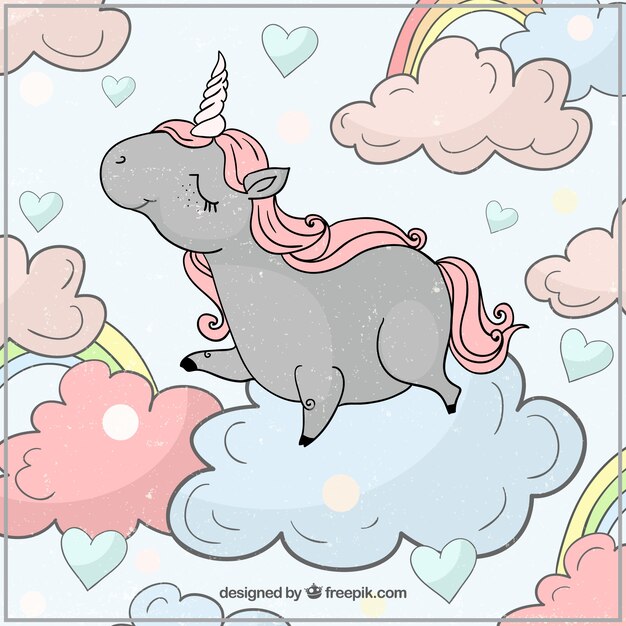 Illustrated unicorn in cute style