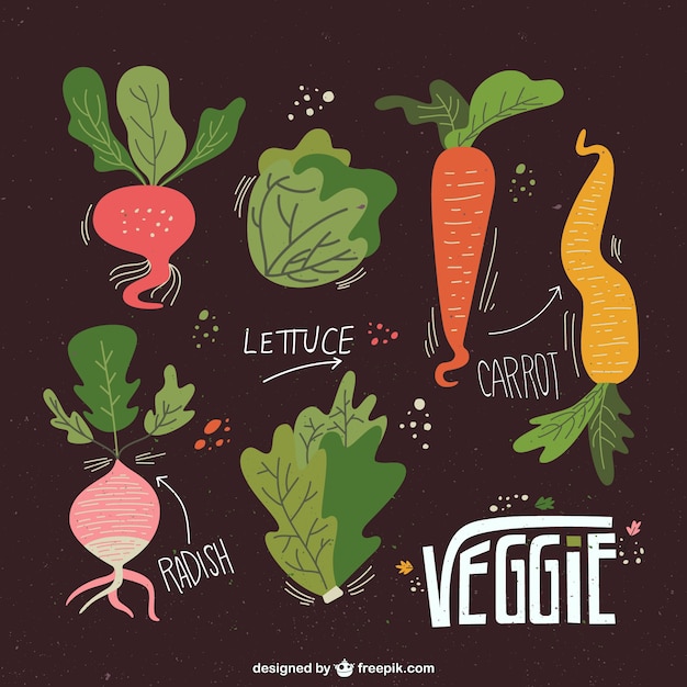 Free vector illustrated veggies collection