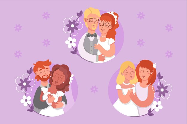 Illustrated wedding couple design