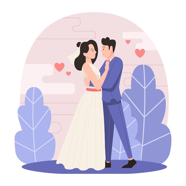 Illustrated wedding couple theme