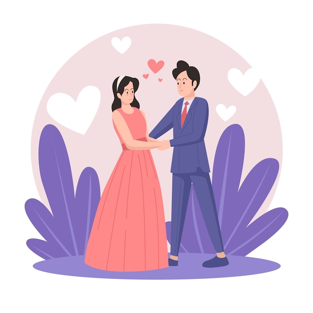 Free Vector illustrated wedding couple