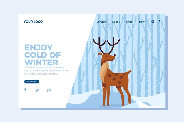 Illustrated winter landing page template