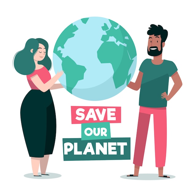 Illustrated with save the planet style