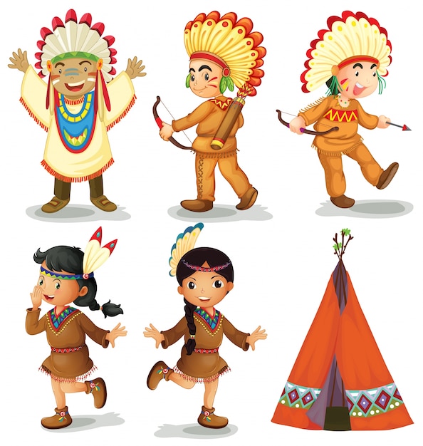 Illustration of american red indians