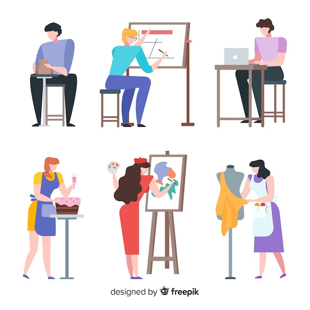 Free Vector illustration of artists at work