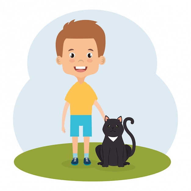 illustration of boy with cat character