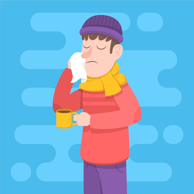 Free Vector illustration of boy with a cold