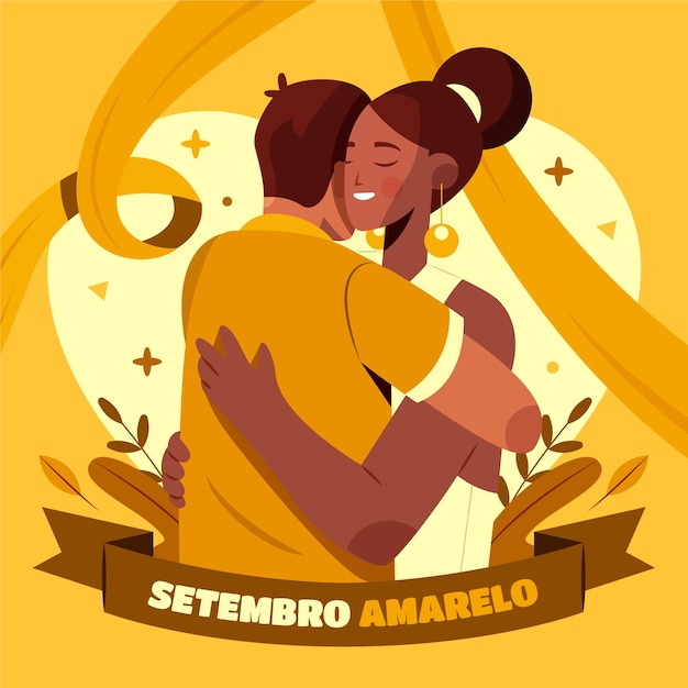 Illustration for brazilian suicide prevention month awareness