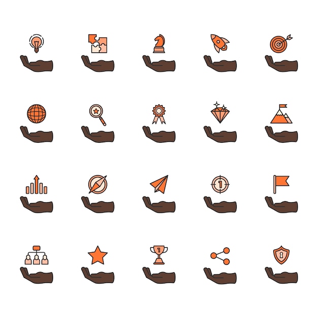 Free Vector illustration of business achievement icon set