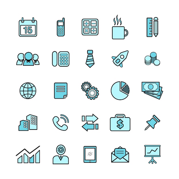 Illustration of business icons set