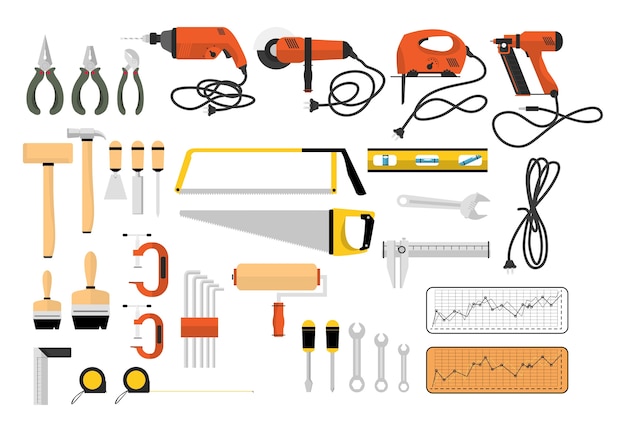 Illustration of carpenter tools