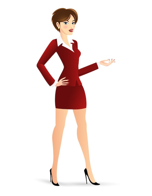 Free vector illustration cartoon clipart vector of a business woman standing, wearing professional clothin