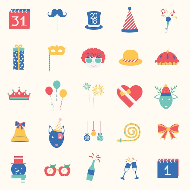 Illustration of celebration party icons set