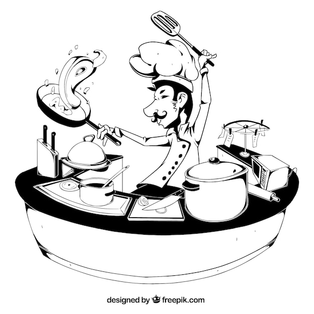 Illustration of chef cooking