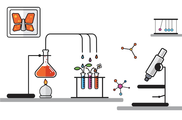 Free vector illustration of chemistry laboratory instruments set