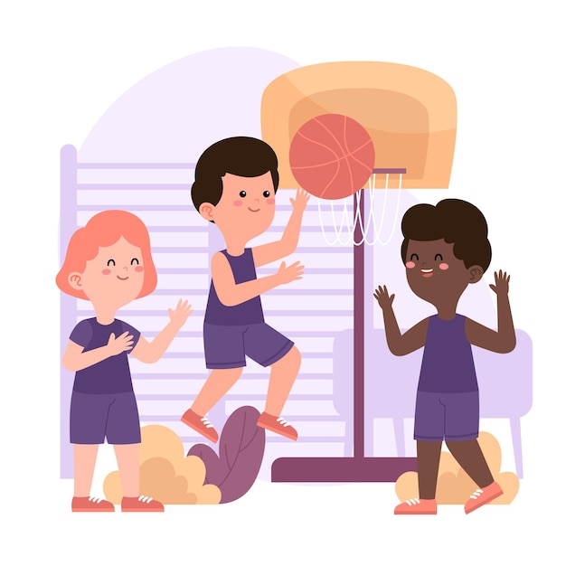 Illustration of children in physical education class