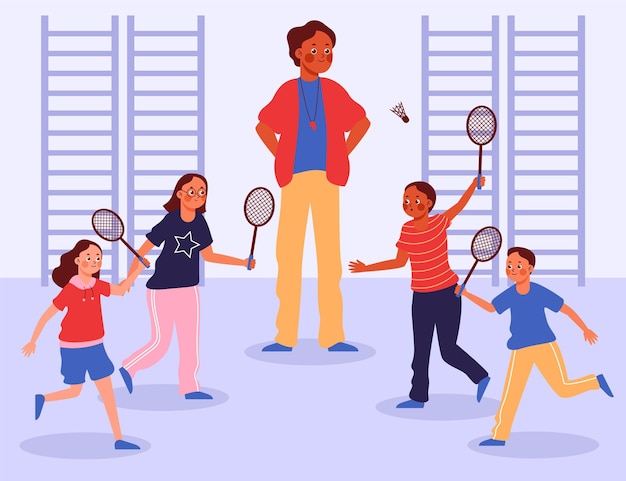 Free vector illustration of children in physical education class