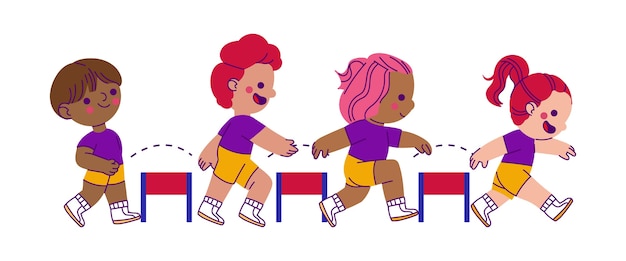 Free vector illustration of children in physical education class