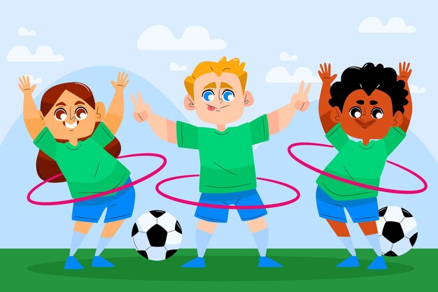 Illustration of children in physical education class