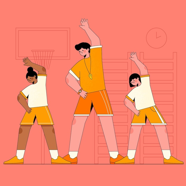 Free vector illustration of children in physical education class