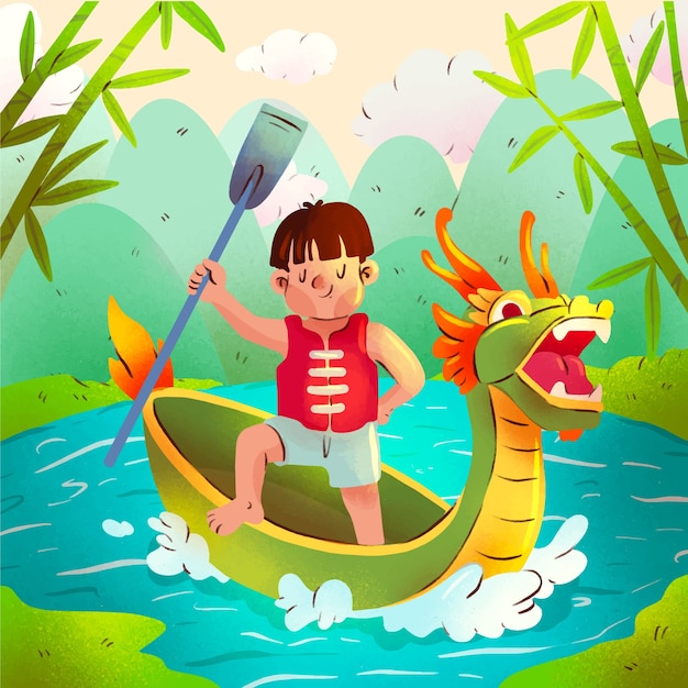 Free Vector illustration for chinese dragon boat festival celebration