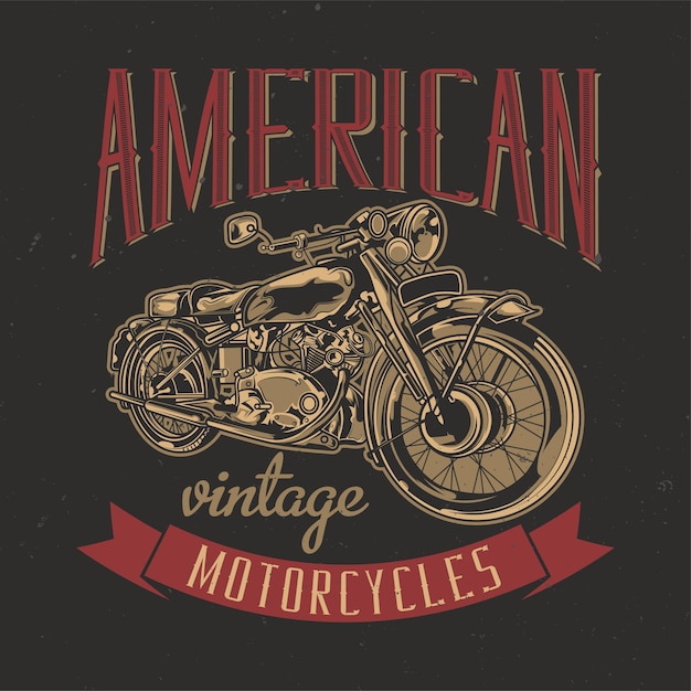 Free vector illustration of classic american motorcycle