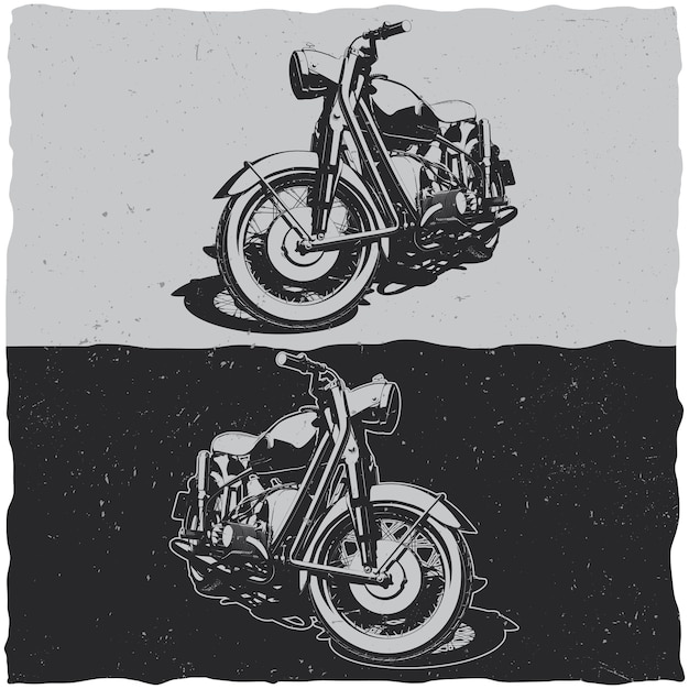 Free Vector illustration of classic motorcycles in black and white