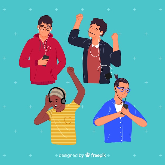 Free Vector illustration concept with people listening music