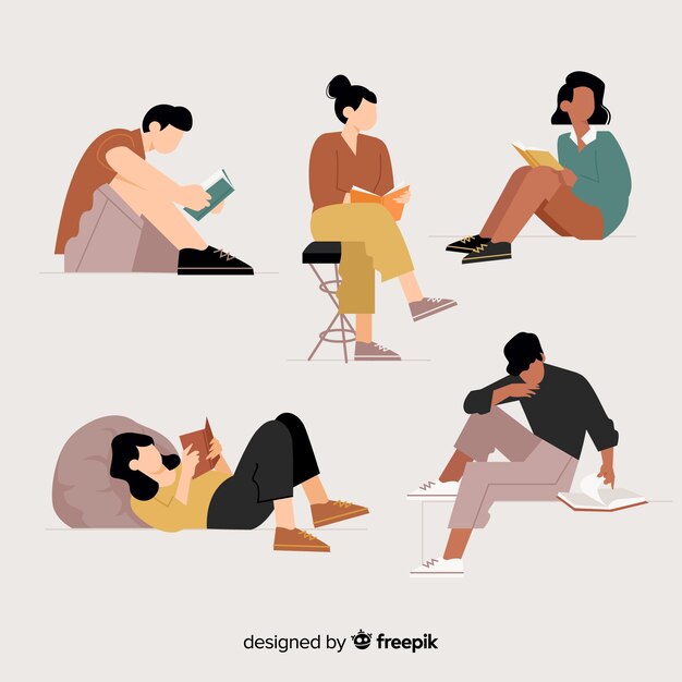 Illustration concept with people reading