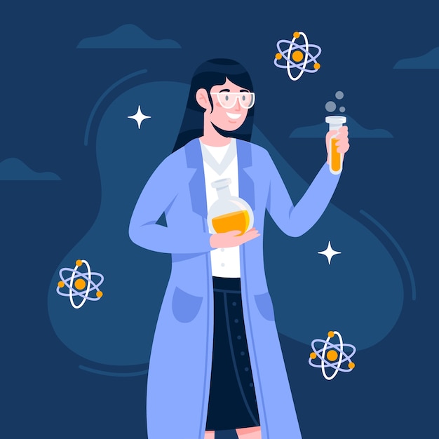 Free vector illustration concept with scientist female