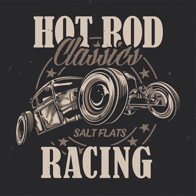 Free vector illustration of custom hot rod