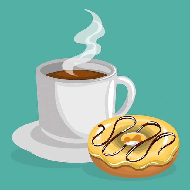 Free Vector illustration of delicious coffee cup and donuts