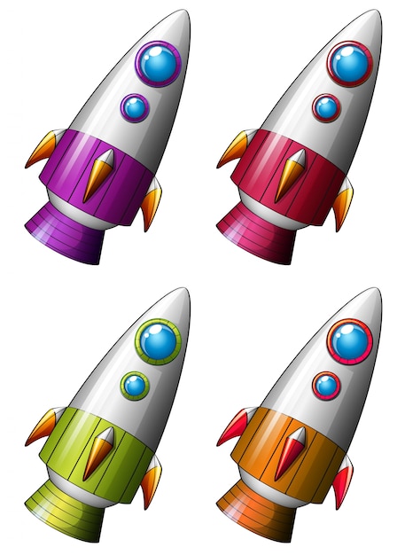 illustration of different color rockets