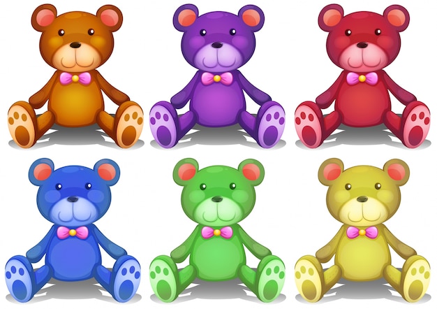 Free Vector illustration of different colors teddy bears