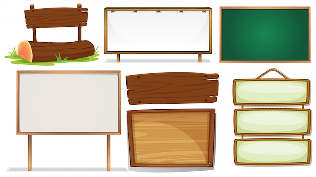 Free Vector illustration of different designs of wooden signs