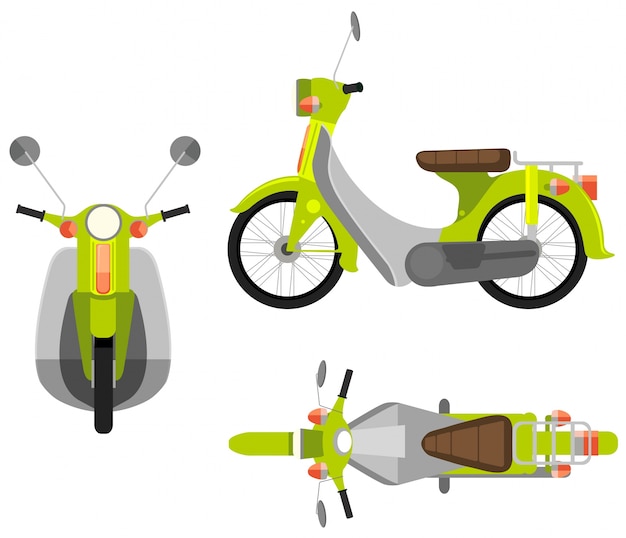 Illustration of different view of a motorcycle