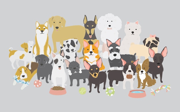 Illustration of dogs collection