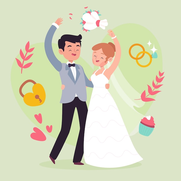 Illustration draw with wedding couple