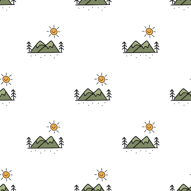 Illustration drawing style of camping icons background